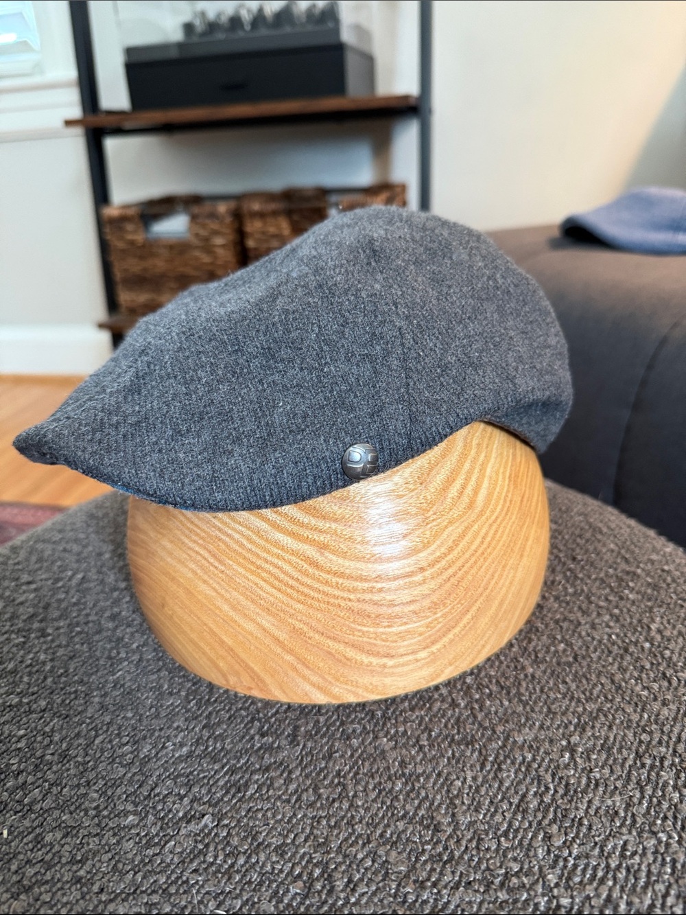 Perry Ellis Gray Wool Newsboy Cap